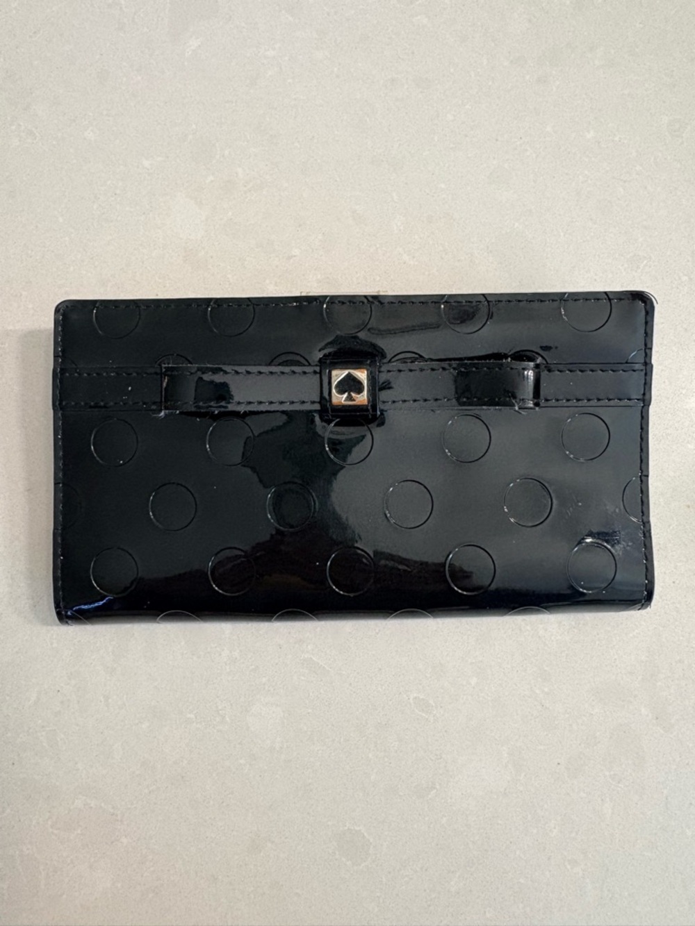 kate spade Black Patent Polka Dot Bow Wallet